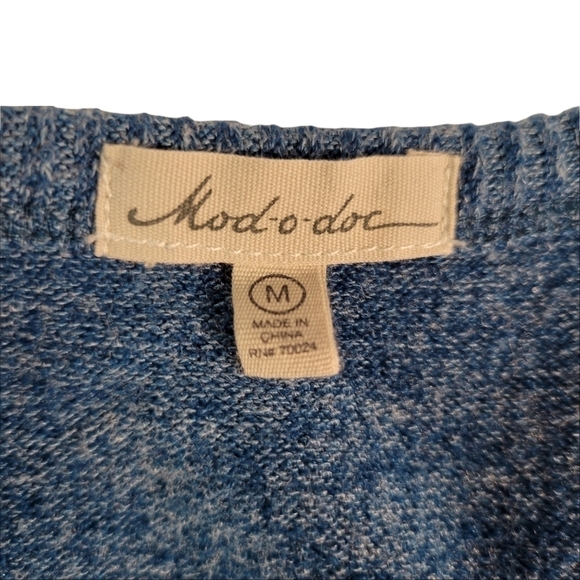 Mod-O-Doc Teal Marled Knit Crossover Layered Long Sweater - Picture 6 of 8